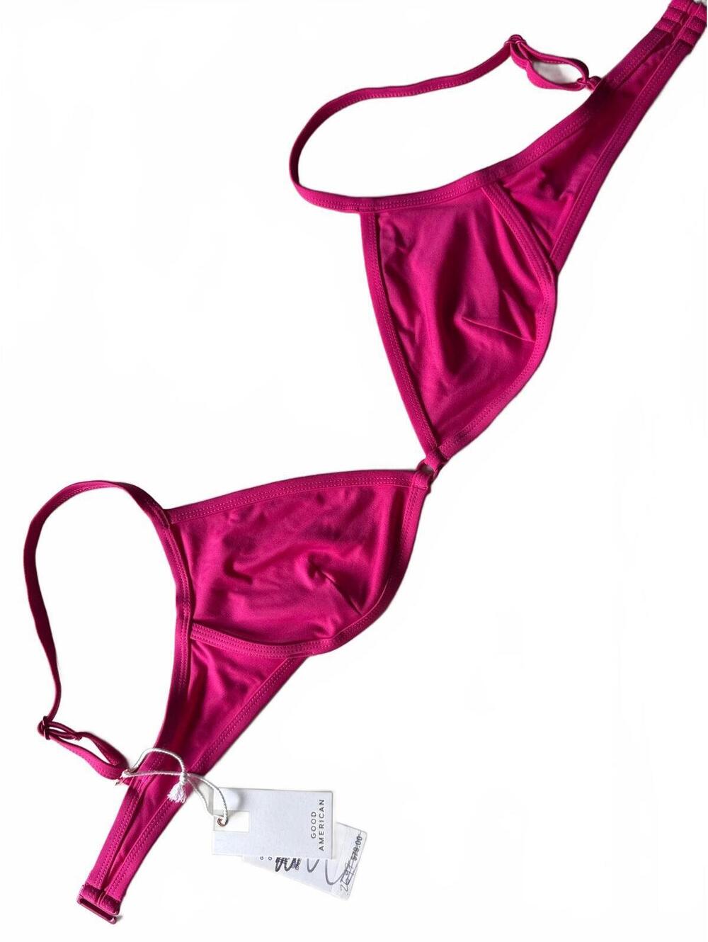 NWT Good American Triangle Bikini Top Fuschia Pink Medium